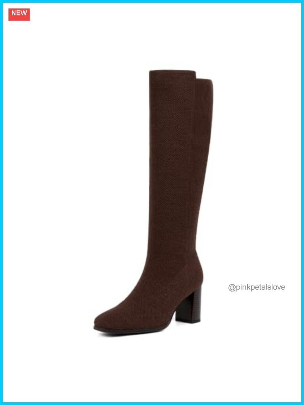Stretchy Knee High Boots Square Toe Chunky Block Heel Pull-On Tall Boots